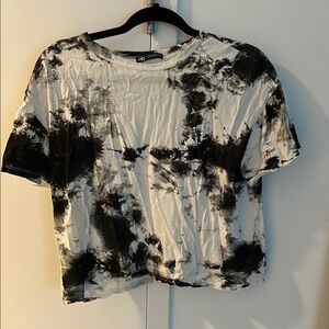 Zara Black and White Tie-Dye Women's Top